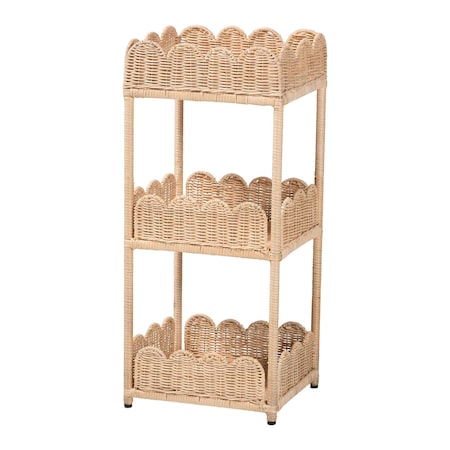 Bali & Pari Brooks Metal-framed Natural Rattan Accent Shelf 267-14615-ZORO