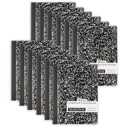 Bazic Products Composition Book, College Ruled, Black Marble, 100 Sheets, 12PK 5050