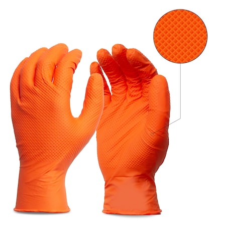 Firm Touch 8 Mil, Diamond Embossed, Industrial Grade, Orange XL, 100PK 6760D XL