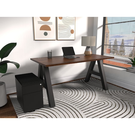 We'Re It A-Frame Writing Desk, 30 in D X 30 in H, 60 in W X Laminate, Walnut Block Top; Black Frame AF6030-7973