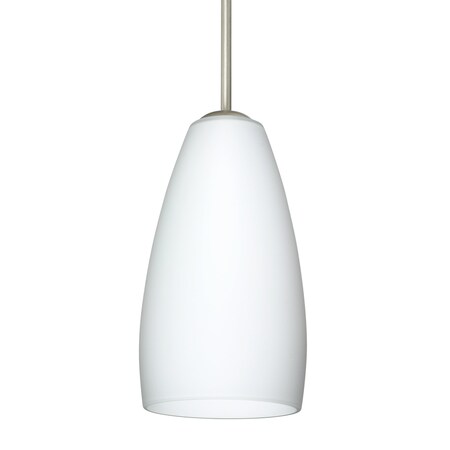 Besa Lighting Chrissy Cord Pendant, Opal Matte, Satin Nickel Finish, 1x9W LED 1BT-150907-LED-SN