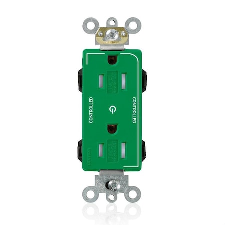 Leviton Straight Blade Receptacle, 5-15R, 15 A, 125V AC, Surface Mount, Self-Grounded MT162-2GN