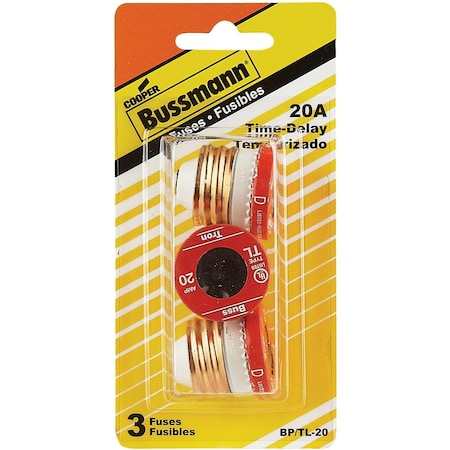Eaton Bussmann 20A BP/TL Time-Delay Plug Fuse, 3PK BP/TL-20
