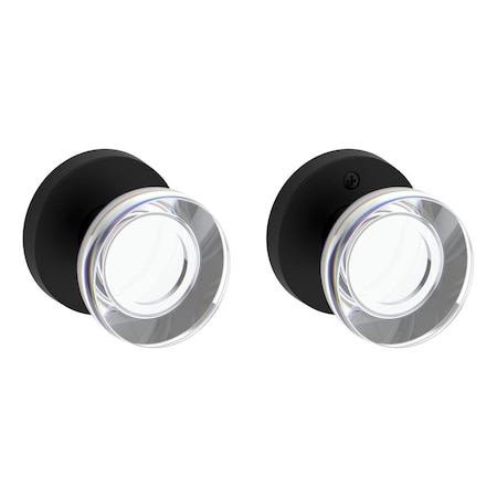 Baldwin Full Dummy Contemporary Crystal Knob and Contemporary Round Rose Satin Black Finish FDCCYCRR190