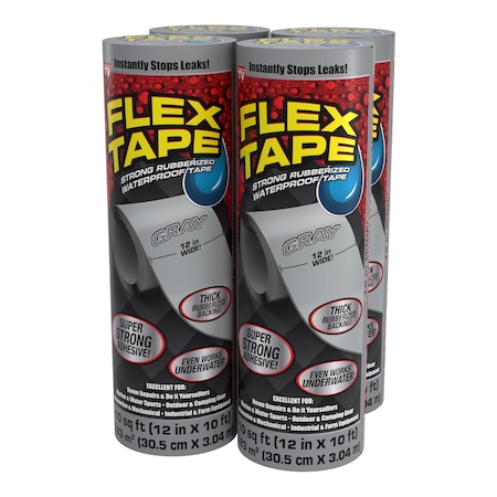 Flex Seal Flex Tape Gray 12in x10ft, 4PK TFSGRYR1210