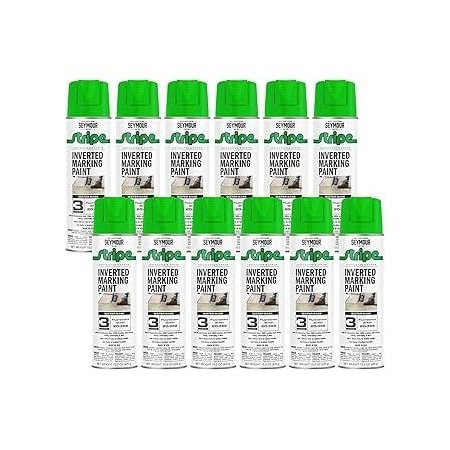 Seymour Midwest Stripe 3-Series Inverted Ground Marking Paint, Florescent Green net 15oz., 12PK 20368