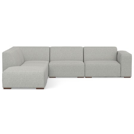 Homeroots 116" Gray Fabric Sofa With Ottoman With Brown Legs 641066