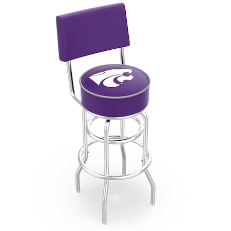 Holland Bar Stool Co 30" Chrome 2-Ring Kansas State Swivel Bar Stool, Back L7C430KnsasS