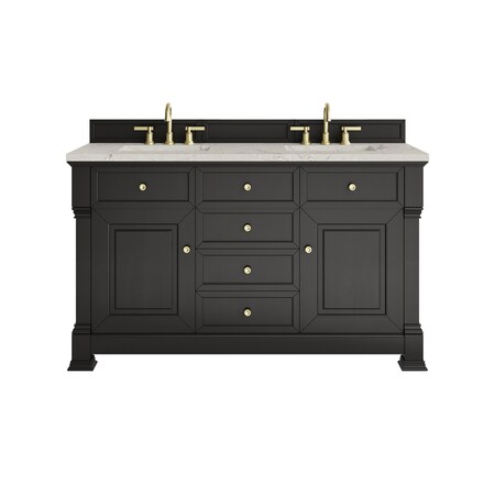 James Martin Vanities Brookfield 60 in. Double Vanity, Black Onyx w/ 3 CM Victorian Silver Silestone Top 547-V60D-BKO-3VSL