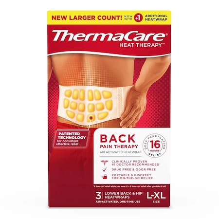 Thermacare Instant Hot Patch HeatWraps, L/XL, Nonwoven Material Cover, Disposable, 3PK 1242367_BX