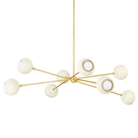 Mitzi Saylor 8 Light Chandelier 7.25 In. Aged Brass/Soft Cream H832808-AGB/SCR