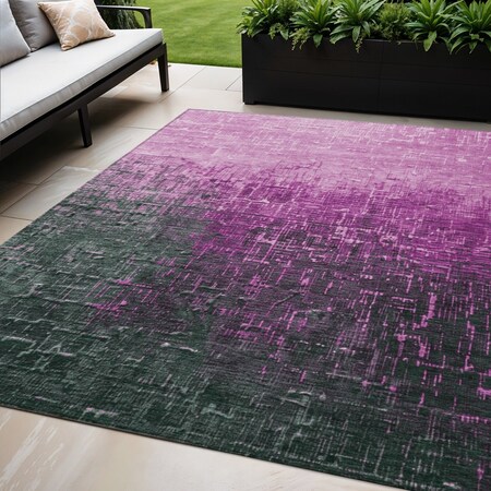 Homeroots 5' X 8' Blush And Dark Gray Ombre Washable Indoor Outdoor Area Rug 602858