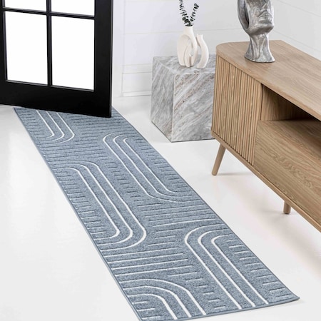Jonathan Y Anders High-Low MidCentury Modern Arch Stripe Two-Tone Navy/Cream 2 ft. x 8 ft. Runner Rug SCN107A-28