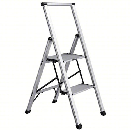 Xtend + Climb Light Step Stool, 2 Steps, 250 lb Load Capacity, 33 in Overall Height, Aluminum, Aluminum SL2H LITE