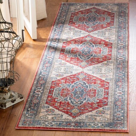 Safavieh Power Loomed 2 ft. 2 in. x 8 ft. Vintage Persian Bohemian Rug, Red & Blue - Rectangle VTP477Q-28
