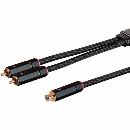 Monoprice Onix Series - 2-Male to 1-Female RCA Y-Adapter_ 12in_ Black 38079