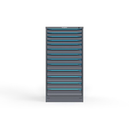 Strong Hold 13 drawer cabinet - (4x 2ft, 4x 3ft, 4x 4ft, 1x 5ft) - Blue accents - Keyed Different S3060-PPDAS-1301FS