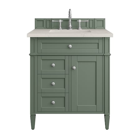 James Martin Vanities Brittany 30" Single Vanity, Smokey Celadon, w/ 3 CM Siberian Silestone Top 650-V30-SC-3SFR