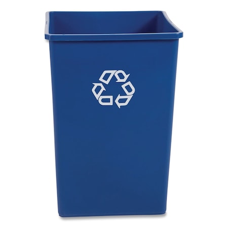 Rubbermaid Commercial 35 gal Square Recycling Bin, Satin Black/Satin Brass, Plastic FG395873BLUE