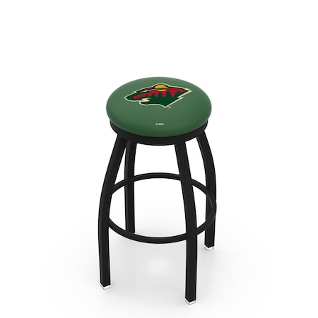 Holland Bar Stool Co 36" Blk Wrinkle Minnesota Wild Swivel Bar Stool, Accent Ring L8B2B36MinWld