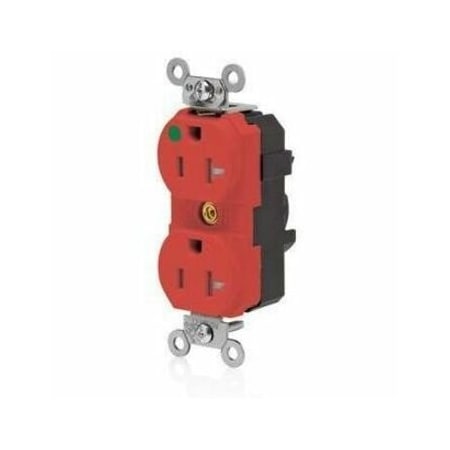 Leviton Straight Blade Receptacle, 5-20R, 20 A, 125V AC, 2 Pole, 3 Wire, Flush Mount, Single, Red MT830-ILR