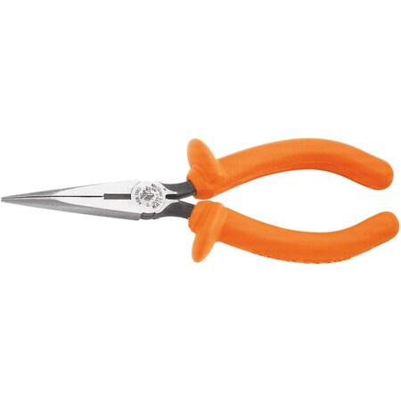 Klein Tools 6 7/8 in D203 Needle Nose Plier, Side Cutter Cushion Grip Handle D203-6-INS