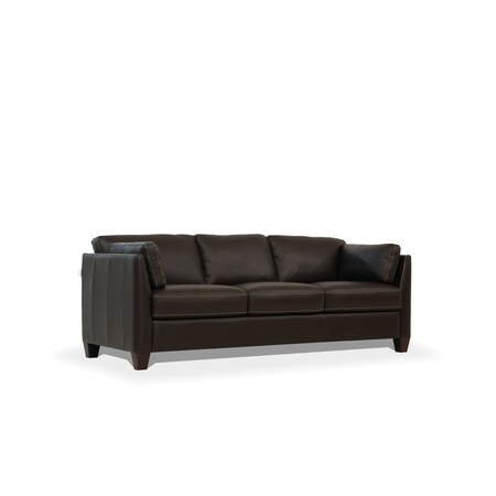 Homeroots 81" Chocolate Leather Sofa With Black Legs 491287