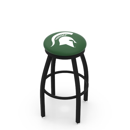 Holland Bar Stool Co 36" Blk Wrinkle Michigan State Swivel Bar Stool, Accent Ring L8B2B36MichSt