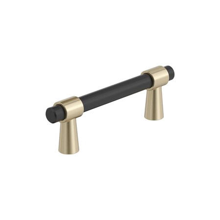 Amerock Mergence 3 inch 76mm Center-to-Center Matte Black/Golden Champagne Cabinet Pull BP37385FBBBZ
