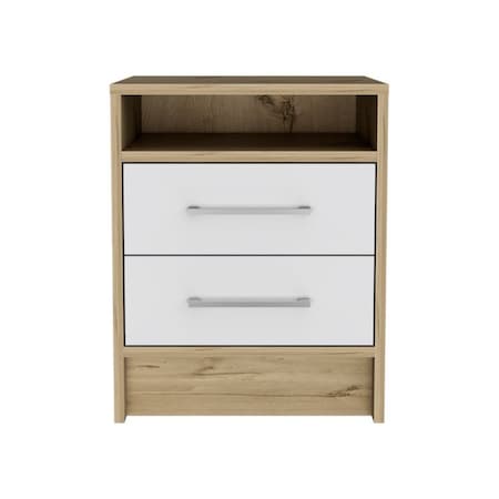 Homeroots 20" Wood Two Drawer Nightstand 477916