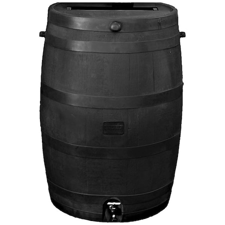 Rts Rain Barrel, 50 gal Capacity, Plastic, Black 551000300A8000