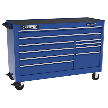 Proto 550 Series Rolling Tool Cabinet, 10 Drawer, Blue, 66 in W x 25-1/4 in D x 46 in H J556646B-10BL