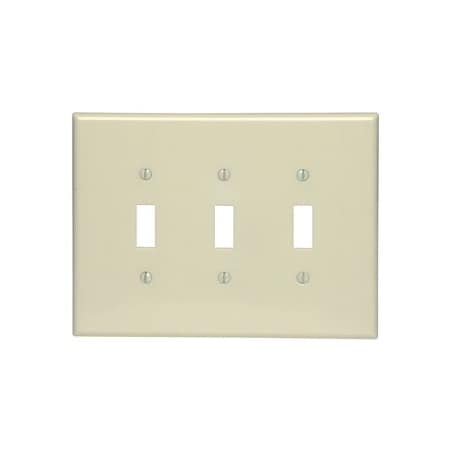 Leviton Switch Wallplate, Oversized, Gang 3, Ivory 86111