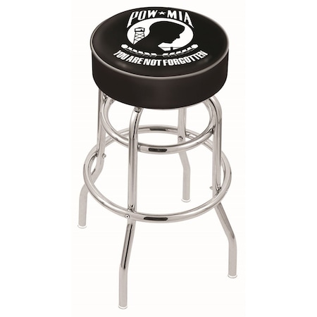 Holland Bar Stool Co 30" 4" POW/MIA Cushion Seat, Double-Ring Chrome Swivel Bar Stool L7C130POWMIA
