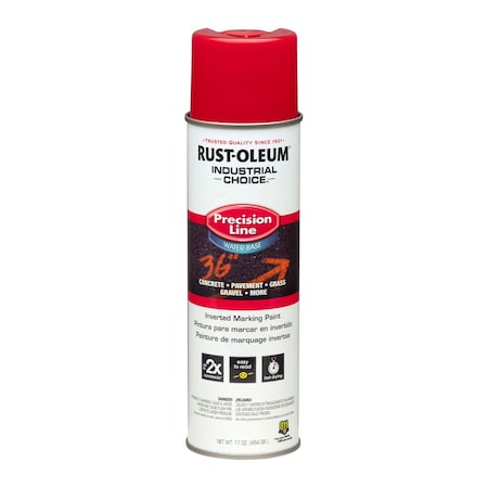 Rust-Oleum Industrial Choice M1800 System Water-Based Precision Line Marking Paint, Flat Safety Red 17oz, 12PK 203038CT