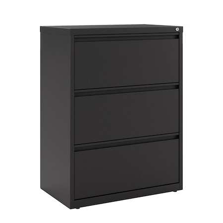 Hirsh 30 in W 3 Drawer Lateral File Cabinet, Black, A4/Legal/Letter 14974