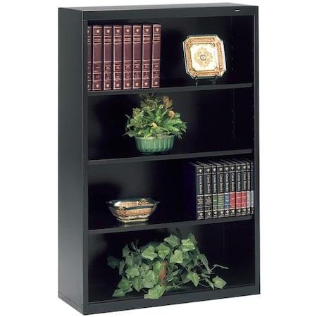 Tennsco 4-Shelf Stationary Bookcase, 52"x34-1/2" Black B-53BK