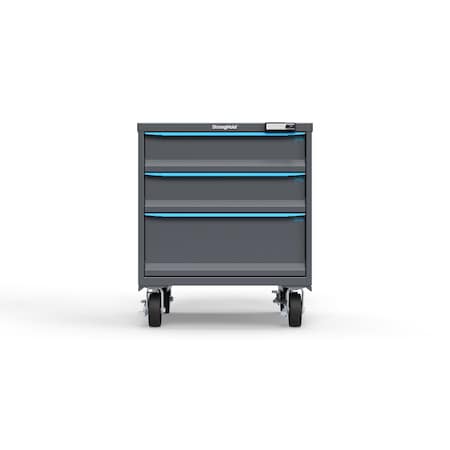Strong Hold 3 drawer cabinet - (2x 6in, 1x 10in) - Blue accents - Electronic Lock S3036-PCRAS-0302FS
