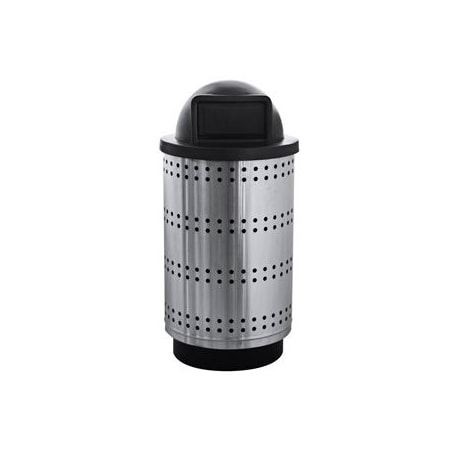 Witt Industries 50 Gallon Outdoor Decorative Stainless Steel Receptacle, Dome Top PC55P-SP1-DT