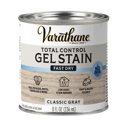 Varathane One Step Water-Based Gel Wood Stain, Classic Gray, 1/2 Pint 245298