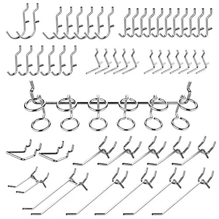 Hiltex Pegboard Hook Assortment Set, 50 Piece Heavy Duty, Pegboard Hooks for Tools, Garage & Workshops 53106
