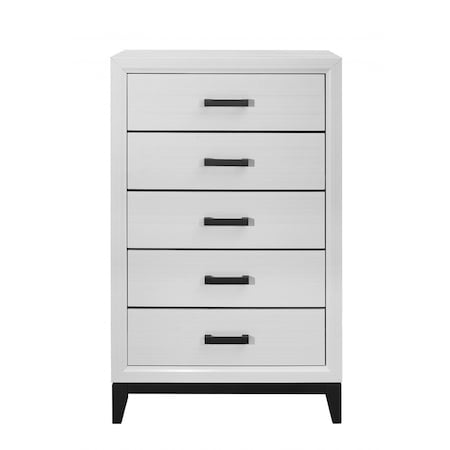 Homeroots 31" White Wood Five Drawer Standard Chest 478638