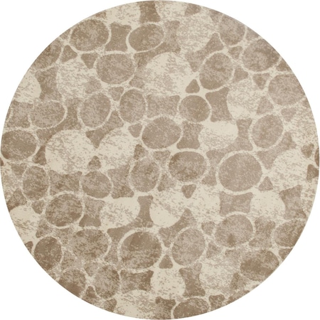 Art Carpet 5 ft. Ferndale Collection Seafoam Woven Round Area Rug, Light Brown 22176