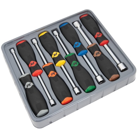 Performance Tool 8 pc. Metric Nut Driver Set, Hollow Shafts, Ergonomic Grip W30901