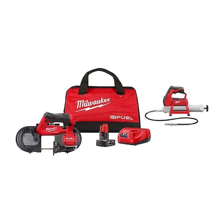 Milwaukee Tool M12 FUEL Band Saw Kit + M12 Grease Gun 2529-21XC, 2446-20
