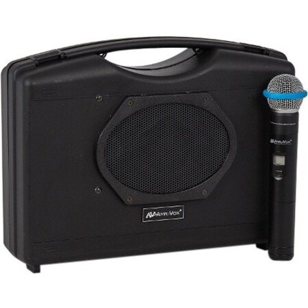 Amplivox Sound Systems Bluetooth Audio Portable Buddy with Wireless Handheld Mic, 50W, Black SW223A