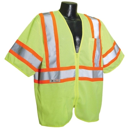 Radwear Radians Economical Safety Vest, 2XL, Polyester, Green/Silver, Zipper SV22-3ZGM-2X
