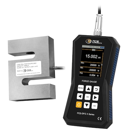 Pce Instruments Force gauge for tension and compression, measures 20,000 N / 4,496 lbf with high resolution PCE-DFG 20K X