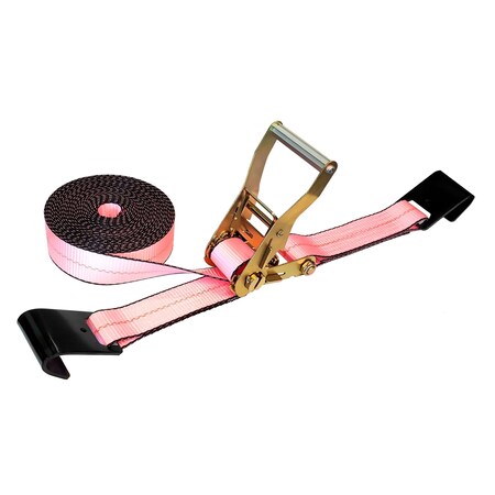 Tie 4 Safe 2'' x 50' Ratchet Tie Downs w/ Flat Hook WLL: 3,333 lbs. Pink RT04C-550-M11N-PK-C-1