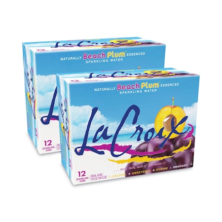 Lacroix Sparkling Water, Beach Plum, 12 oz Can, 24PK NAV40114